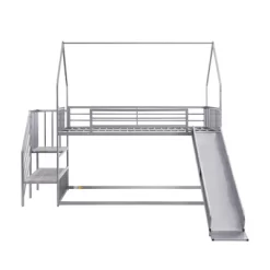 Twin Over Twin Metal Bunk Bed House Bed With Slide And Staircase-ModernLuxe 16 Twin Over Twin Metal Bunk Bed House Bed With Slide And Staircase-ModernLuxe -Northlight Store GUEST d92ea0f2 dc92 4f2a b7ee bd5b06c74792