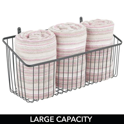 MDesign Metal Wall Mount Hanging Basket For Home Storage, 2 Pack 9 MDesign Metal Wall Mount Hanging Basket For Home Storage, 2 Pack - Image 7