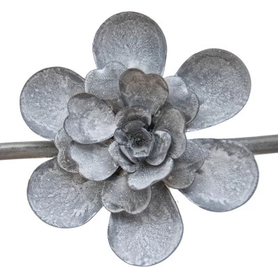 Flower Gray Metal Wall Art - Foreside Home & Garden 4 Flower Gray Metal Wall Art - Foreside Home & Garden - Image 2