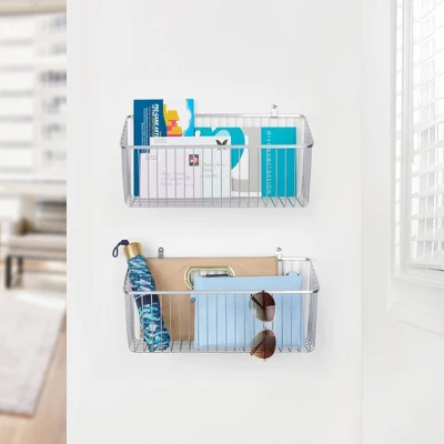 MDesign Metal Wall Mount Hanging Basket For Home Storage, 2 Pack 4 MDesign Metal Wall Mount Hanging Basket For Home Storage, 2 Pack - Image 2