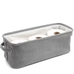 Gray Jute Fabric Storage Bin Basket Container Cubes Organizer With Handles Rectangular 16"x6"x5.25" -Northlight Store GUEST da3b3c2f 1ef2 479f 87ef 33272021ad2b