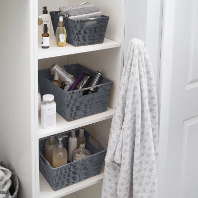 Simplify 3pc Rattan Tote Set With Sterling Silver Handles Charcoal 11 Simplify 3pc Rattan Tote Set With Sterling Silver Handles Charcoal - Image 9