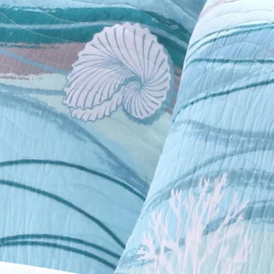 Maui Quilted Reversible Cotton Pillow Sham Multicolor By Greenland Home Fashion 4 Maui Quilted Reversible Cotton Pillow Sham Multicolor By Greenland Home Fashion - Image 2