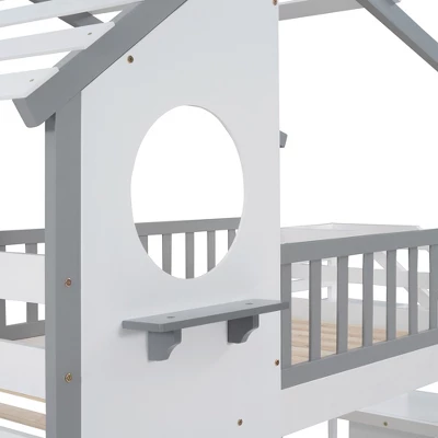 House Shape Twin-Over-Twin Double Bunk Bed With Storage Stairs - ModernLuxe 11 House Shape Twin-Over-Twin Double Bunk Bed With Storage Stairs - ModernLuxe - Image 9