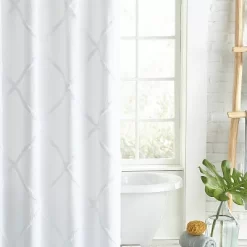 Chenille Lattice Shower Curtain White - Peri Home
