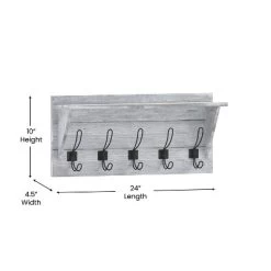 Emma And Oliver Rustic Country Wall Mounted Entryway Shelf With 5 Rustic Hooks And Wood Construction -Northlight Store GUEST dcdee3ae 59b9 41e5 9fb6 5b60e5a01ec6