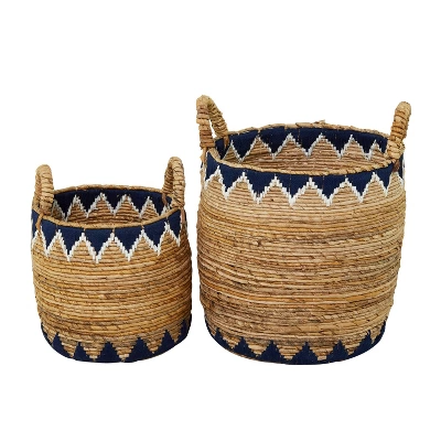 Set Of 2 Banana Leaf Storage Baskets Brown - Olivia & May 3 Set Of 2 Banana Leaf Storage Baskets Brown - Olivia & May