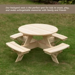 Gardenised Wooden Kids Round Picnic Table Bench, Outdoor Children's Backyard Table, Crafting, Dining, And Playtime Patio Table 15 Gardenised Wooden Kids Round Picnic Table Bench, Outdoor Children's Backyard Table, Crafting, Dining, And Playtime Patio Table -Northlight Store GUEST dda32692 b8e6 4bb9 ab0d c93bb3b5efa8