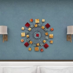 Metal Sunburst Wall Decor With Square Panel Accent Brown - Olivia & May -Northlight Store GUEST ddd743a3 0067 4388 92ed ad45b9a31226