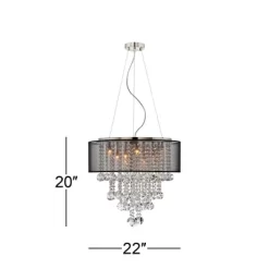 Possini Euro Design Bretton Brushed Nickel Chandelier 22" Wide Modern Clear Glass Crystal Black Sheer Shade 12-Light Fixture For Dining Room Kitchen -Northlight Store GUEST de51a246 fb53 4f25 bb9c 2fc37f16b1b4