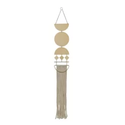Metal Macrame Wall Decor With Fringe Detailing Gold - Olivia & May