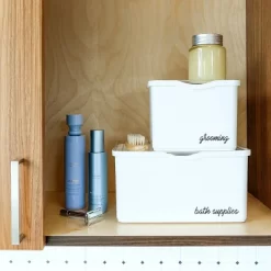 Medium Stacking Bin With Lid Clear/White - Madesmart -Northlight Store GUEST df20dd44 39e4 4035 9fb5 3a8af705800a