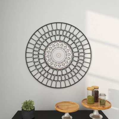 Metal Abstract Carved Design Wall Decor Black - Olivia & May 9 Metal Abstract Carved Design Wall Decor Black - Olivia & May - Image 7