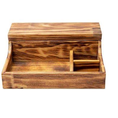 Mind Reader Nightstand Valet Tray, Phone Watch Holder, Bedroom Desk Organizer, Cosmetic Accessory Storage, Jewelry Box With 7 Compartments, Burnt Wood, Brown 5 Mind Reader Nightstand Valet Tray, Phone Watch Holder, Bedroom Desk Organizer, Cosmetic Accessory Storage, Jewelry Box With 7 Compartments, Burnt Wood, Brown - Image 3