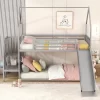 Twin Over Twin Metal Bunk Bed House Bed With Slide And Staircase-ModernLuxe -Northlight Store GUEST e04141b8 ed60 47d8 a92a 701d292fa3f8