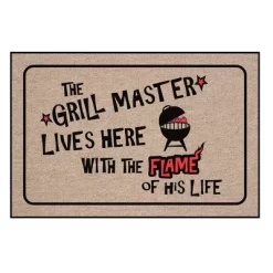 Collections Etc The Grill Master Lives Here With His Flame Doormat 1'6"x2'3" Food