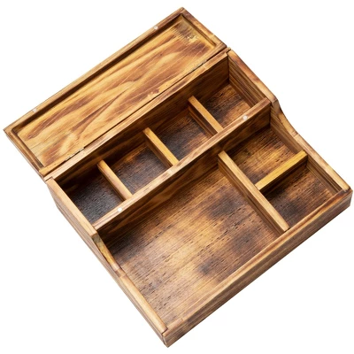Mind Reader Nightstand Valet Tray, Phone Watch Holder, Bedroom Desk Organizer, Cosmetic Accessory Storage, Jewelry Box With 7 Compartments, Burnt Wood, Brown 7 Mind Reader Nightstand Valet Tray, Phone Watch Holder, Bedroom Desk Organizer, Cosmetic Accessory Storage, Jewelry Box With 7 Compartments, Burnt Wood, Brown - Image 5