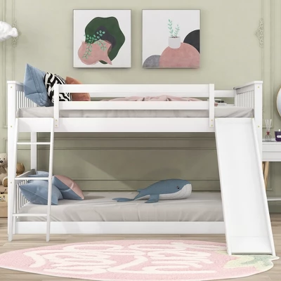 Wood Bunk Bed With Convertible Slide And Ladder-ModernLuxe 3 Wood Bunk Bed With Convertible Slide And Ladder-ModernLuxe