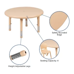 Flash Furniture 33" Round Plastic Height Adjustable Activity Table Set With 2 Chairs -Northlight Store GUEST e2f76977 b994 438d ba3b 3611e738f249