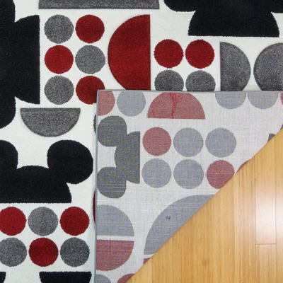 Disney Mickey Mouse Encore 5'3"x7' Indoor Spheres Area Rug Red/Black/Gray 5 Disney Mickey Mouse Encore 5'3"x7' Indoor Spheres Area Rug Red/Black/Gray - Image 3