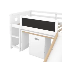Wood Loft Bed With Slide, Cabinets, Blackboard, Desk And Chair-ModernLuxe -Northlight Store GUEST e372b7a5 f3df 41c3 91d2 63f7d9aeba03