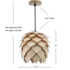 11.75" Simon Pinecone Wood Pendant (Includes Energy Efficient Light Bulb) Brown - JONATHAN Y -Northlight Store GUEST e4df1dfe e751 4bcc b613 1e6652212711