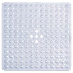 Tranquil Beauty 21" X 21" Clear Square Non-Slip Shower And Bath Mats With Suction Cups Ideal For Kids & Elderly