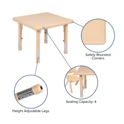 Emma And Oliver 24" Square Plastic Height Adjustable Activity Table Set With 2 Chairs -Northlight Store GUEST e617f658 a911 4995 b5a8 b9c3f8071dd6