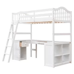 Twin Size Wooden Loft Bed With Drawers, Cabinet, Shelves And Desk-ModernLuxe -Northlight Store GUEST e671a7f9 1d12 4868 9f67 76f674e7e9a0