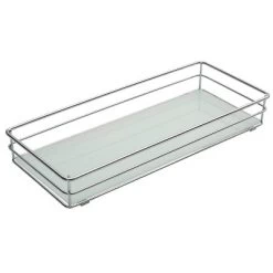 Vanity Tray With White Glass Chrome - Elle Décor