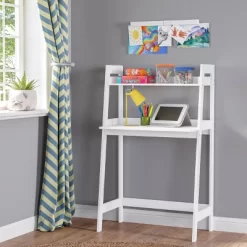 Kids' Desk With Ladder Shelf Storage And 2 Bonus Magnetic Art Display Bars White - RiverRidge Home -Northlight Store GUEST e76461f9 1050 4bd6 9ae5 4c8619ccf4d2