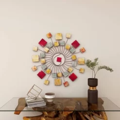 Metal Sunburst Wall Decor With Square Panel Accent Brown - Olivia & May -Northlight Store GUEST e7756b20 52dc 438a 9f86 865d19ce50df