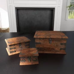 Set Of 3 Farmhouse Reclaimed Wood Boxes - Olivia & May -Northlight Store GUEST e7bced27 7144 4860 9a45 fd78c6bf4e3c