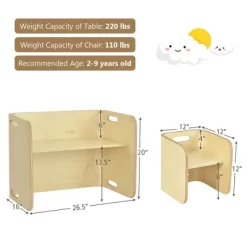 Costway 3 Piece Kids Wooden Table & Chair Set Children Multipurpose Homeschool Furniture -Northlight Store GUEST e7fbdc48 2208 4062 a208 c66ad3f52653