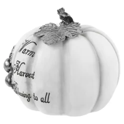 Northlight 8" White And Black "Warm Harvest Blessing" Pumpkin Fall Harvest Decoration -Northlight Store GUEST e8a4f8f3 a3a7 4437 be28 25c7c8cc25bc