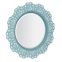 12.5" Floral Metal Lace Wall Mirror Light Blue - Stonebriar Collection