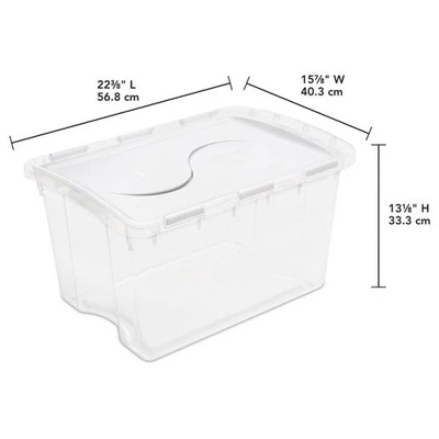 Sterilite 48 Quart Multipurpose Stackable Storage Box Tote Container With Hinged Lid And Handles For Home And Office Organization, Clear (6 Pack) 5 Sterilite 48 Quart Multipurpose Stackable Storage Box Tote Container With Hinged Lid And Handles For Home And Office Organization, Clear (6 Pack) - Image 3