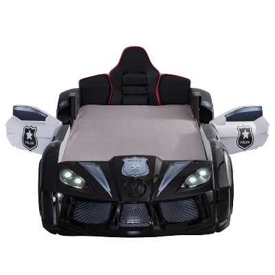 Twin Tarryton Police Cruiser Bed With Led Lights And Sound Black/White - MiBasics 7 Twin Tarryton Police Cruiser Bed With Led Lights And Sound Black/White - MiBasics - Image 5