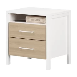 Munich 2 Drawer Nightstand - White/Soft Elm - South Shore -Northlight Store GUEST ee832656 4a0f 47a8 94e9 7b293e4c9fc9