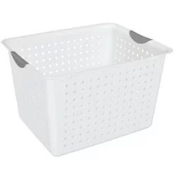 Sterilite Ultra Storage Basket With Handles For At Home Or Classroom Organization, In Size Deep (6 Pack) And Medium (12 Pack), White