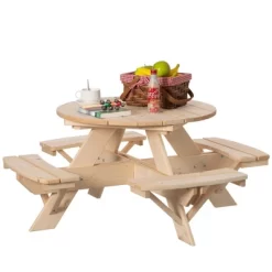Gardenised Wooden Kids Round Picnic Table Bench, Outdoor Children's Backyard Table, Crafting, Dining, And Playtime Patio Table 17 Gardenised Wooden Kids Round Picnic Table Bench, Outdoor Children's Backyard Table, Crafting, Dining, And Playtime Patio Table -Northlight Store GUEST ef3016e9 508a 4666 9467 8570b1a4d274