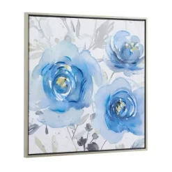Canvas Floral Framed Wall Art With Silver Frame Blue - Olivia & May -Northlight Store GUEST ef5530e5 817f 450e 8f78 5efcd1d179b8