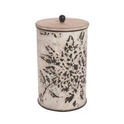 Northlight Store 18 Set Of 3 Cream And Gray Floral Metal Decorative Storage Canisters - Foreside Home & Garden