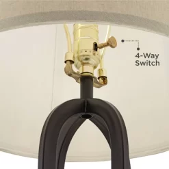 360 Lighting Marcel Industrial Table Lamps Set Of 2 With Round Risers 24 1/4" High Black LED Nightlight USB Port Natural Shade For Living Room Desk -Northlight Store GUEST efa8b684 a82d 499b 8e29 4585407ab102