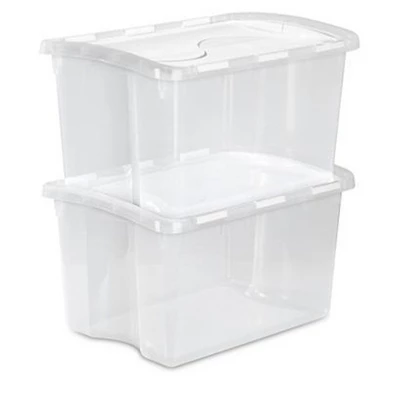 Sterilite 48 Quart Multipurpose Stackable Storage Box Tote Container With Hinged Lid And Handles For Home And Office Organization, Clear (6 Pack) 4 Sterilite 48 Quart Multipurpose Stackable Storage Box Tote Container With Hinged Lid And Handles For Home And Office Organization, Clear (6 Pack) - Image 2