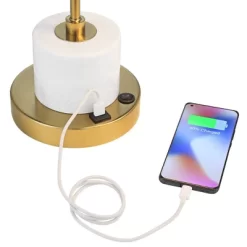 Possini Euro Design Barclay Modern Desk Lamp 23" High Warm Gold With USB Charging Port Frosted Glass Shade For Bedroom Living Room Bedside Office Kids -Northlight Store GUEST efefd731 f72f 4a13 a822 205d4524014e