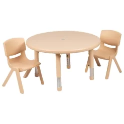 Flash Furniture 33" Round Plastic Height Adjustable Activity Table Set With 2 Chairs -Northlight Store GUEST f0585844 7f3c 489b a343 8c77ded8eae9