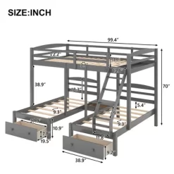 Full Over Twin & Twin Bunk Bed, Gray - ModernLuxe 12 Full Over Twin & Twin Bunk Bed, Gray - ModernLuxe -Northlight Store GUEST f17a7836 1fb9 4c01 82db 42a62d1ff019