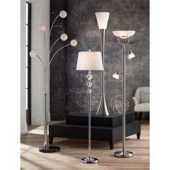 360 Lighting 3 In 1 Modern Torchiere Floor Lamp With Side Lights 70" Tall Brushed Nickel White Glass Shades For Living Room Reading Bedroom House Home -Northlight Store GUEST f2691b9c 35a7 4ada ac0c d0ee693c4cff