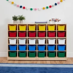 ECR4Kids 30 Cubby School Storage Cabinet, Kids Cubbies With Tray Slots -Northlight Store GUEST f28c0c70 2215 486b 8855 a3a4d7bbc276